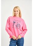 Bisiklet Baskılı Sweatshirt-Pembe