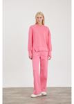 Asimetrik Oversize Sweatshirt-Pembe