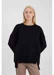 Asimetrik Oversize Sweatshirt-Siyah