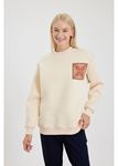 Etnik Desenli Sweatshirt-Bej