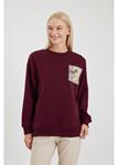 Zebra Baskılı Sweatshirt-Bordo