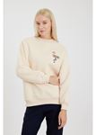 Flamingo Nakışlı Sweatshirt-Bej