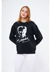 Cumhuriyet Koleksiyonu Atatürk Baskılı İmzalı Sweatshirt - Siyah